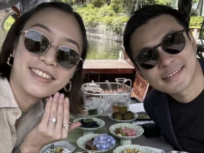 一黑一白的穿搭尽显郎才女貌！霍启仁晒合照为未婚妻庆生两人(图3)
